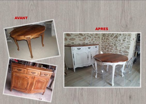 Mobilier provençal relooké en blanc vieilli